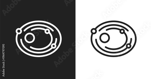 Solar system icon. Linear black, white icon from knowledge collection. Outline solar system vector. Thin line symbol isolated on white and black background