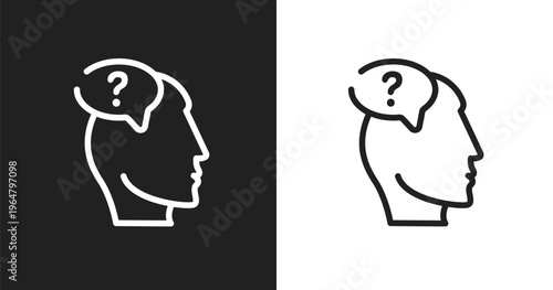 Doubt icon. Linear black, white icon from knowledge collection. Outline doubt vector. Thin line symbol isolated on white and black background