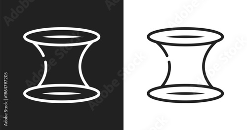 Wormhole icon. Linear black, white icon from school & science collection. Outline wormhole vector. Thin line symbol isolated on white and black background