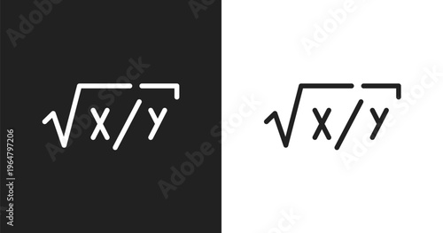 Equation icon. Linear black, white icon from school & science collection. Outline equation vector. Thin line symbol isolated on white and black background