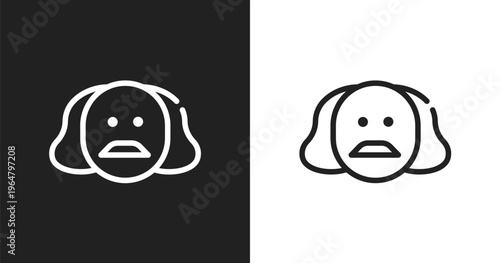 Shakespeare icon. Linear black, white icon from literature collection. Outline shakespeare vector. Thin line symbol isolated on white and black background