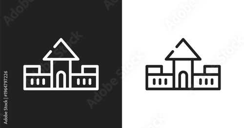 Fort icon. Linear black, white icon from literature collection. Outline fort vector. Thin line symbol isolated on white and black background