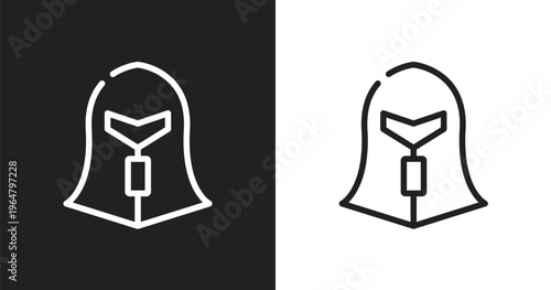 Spartan icon. Linear black, white icon from literature collection. Outline spartan vector. Thin line symbol isolated on white and black background