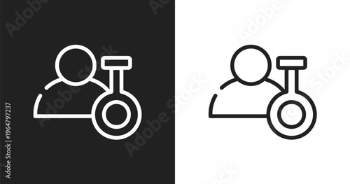 Biochemist icon. Linear black, white icon from biochemistry collection. Outline biochemist vector. Thin line symbol isolated on white and black background