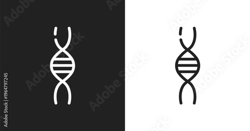 Genetic icon. Linear black, white icon from biochemistry collection. Outline genetic vector. Thin line symbol isolated on white and black background