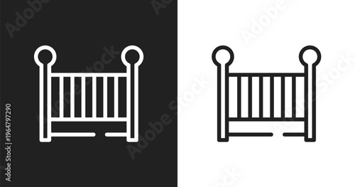 Cradle icon. Linear black, white icon from university collection. Outline cradle vector. Thin line symbol isolated on white and black background