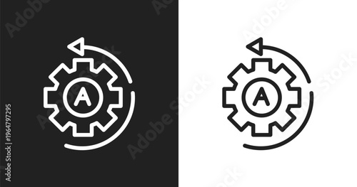 Automatic icon. Linear black, white icon from driving school collection. Outline automatic vector. Thin line symbol isolated on white and black background