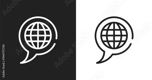 Languages icon. Linear black, white icon from university collection. Outline languages vector. Thin line symbol isolated on white and black background