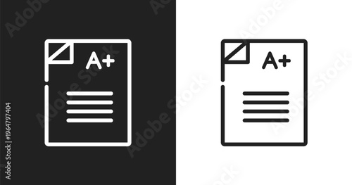 Scores icon. Linear black, white icon from back to school collection. Outline scores vector. Thin line symbol isolated on white and black background