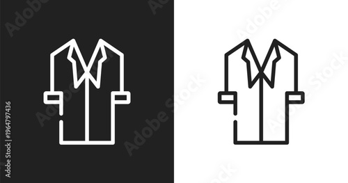 Lab coat icon. Linear black, white icon from science collection. Outline lab coat vector. Thin line symbol isolated on white and black background