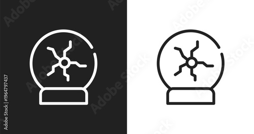 Plasma ball icon. Linear black, white icon from science collection. Outline plasma ball vector. Thin line symbol isolated on white and black background