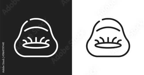Beanbag icon. Linear black, white icon from kindergarten collection. Outline beanbag vector. Thin line symbol isolated on white and black background