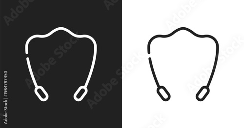 Jump rope icon. Linear black, white icon from kindergarten collection. Outline jump rope vector. Thin line symbol isolated on white and black background
