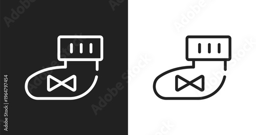 Booties icon. Linear black, white icon from kindergarten collection. Outline booties vector. Thin line symbol isolated on white and black background