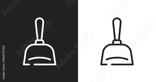 Dustpan icon. Linear black, white icon from housekeeping collection. Outline dustpan vector. Thin line symbol isolated on white and black background
