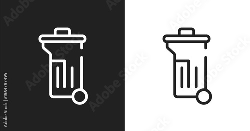 Dumpster icon. Linear black, white icon from housekeeping collection. Outline dumpster vector. Thin line symbol isolated on white and black background