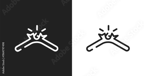 Broken cable icon. Linear black, white icon from housekeeping collection. Outline broken cable vector. Thin line symbol isolated on white and black background