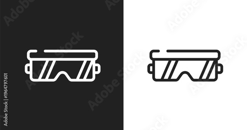 Protection glasses icon. Linear black, white icon from construction line craft collection. Outline protection glasses vector. Thin line symbol isolated on white and black background