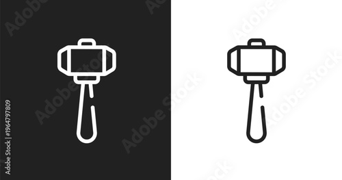 Big hammer icon. Linear black, white icon from tools and machinery collection. Outline big hammer vector. Thin line symbol isolated on white and black background