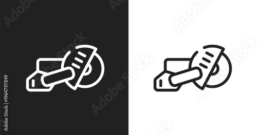 Big saw icon. Linear black, white icon from tools and machinery collection. Outline big saw vector. Thin line symbol isolated on white and black background