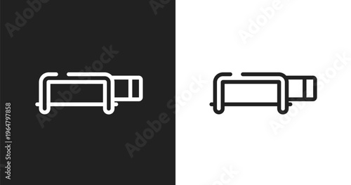 Hacksaw with handle icon. Linear black, white icon from tools and machinery collection. Outline hacksaw with handle vector. Thin line symbol isolated on white and black background