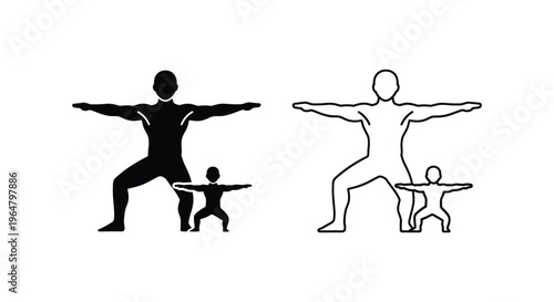 Yoga family tree silhouette illustration Vector