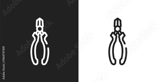 Nippers icon. Linear black, white icon from tools and machinery collection. Outline nippers vector. Thin line symbol isolated on white and black background