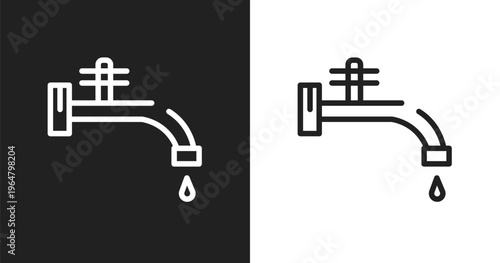 Stopcock icon. Linear black, white icon from constructicons collection. Outline stopcock vector. Thin line symbol isolated on white and black background