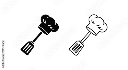 Chef hat fork & spoon kitchen utensils Vector