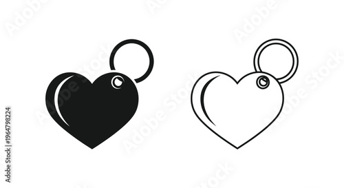 Heart shaped keychains black and white Vector