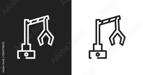 Backhoes icon. Linear black, white icon from constructicons collection. Outline backhoes vector. Thin line symbol isolated on white and black background