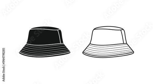 Black and white bucket hats Vector