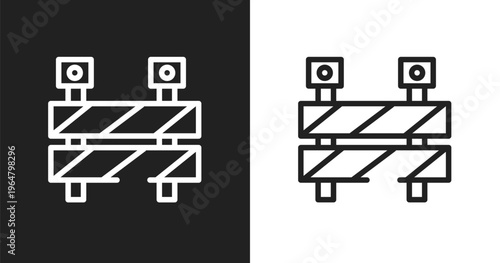 Barrier construction limit tool icon. Linear black, white icon from hand drawn construction collection. Outline barrier construction limit tool icon vector. Thin line symbol for use on web and