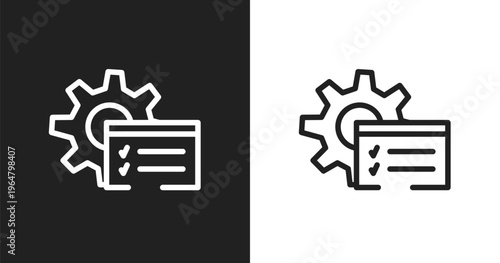 Tools window icon. Linear black, white icon from work tools collection. Outline tools window vector. Thin line symbol isolated on white and black background