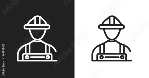 Constructor hand drawn worker icon. Linear black, white icon from hand drawn construction collection. Outline constructor hand drawn worker icon vector. Thin line symbol for use on web and mobile