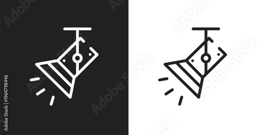 Light spot icon. Linear black, white icon from work tools collection. Outline light spot vector. Thin line symbol isolated on white and black background