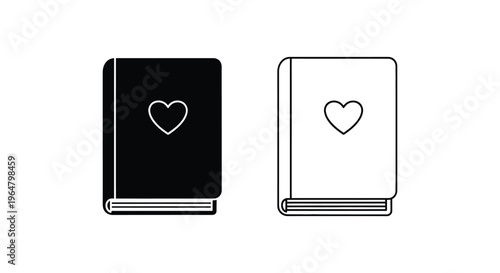 Heart books love romance novel Vector
