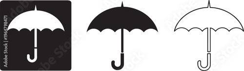 Umbrella icon silhouette flat bold vector design.