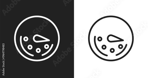 Circular speedometer icon. Linear black, white icon from work tools collection. Outline circular speedometer vector. Thin line symbol isolated on white and black background