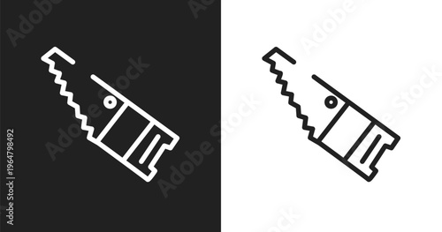 Band saw icon. Linear black, white icon from work tools collection. Outline band saw vector. Thin line symbol isolated on white and black background