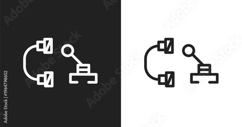 Machinery parts icon. Linear black, white icon from do it yourself collection. Outline machinery parts vector. Thin line symbol isolated on white and black background