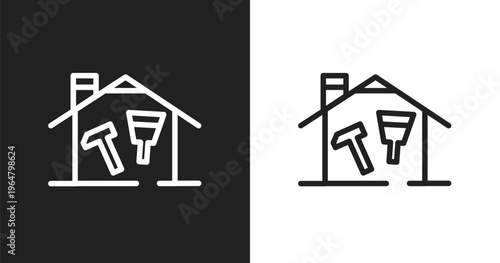 Home repair symbol icon. Linear black, white icon from do it yourself collection. Outline home repair symbol vector. Thin line symbol isolated on white and black background
