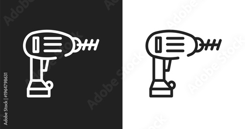 Drill icon. Linear black, white icon from do it yourself collection. Outline drill vector. Thin line symbol isolated on white and black background