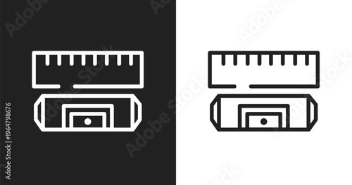 Rule and level icon. Linear black, white icon from do it yourself collection. Outline rule and level vector. Thin line symbol isolated on white and black background