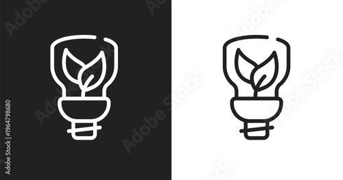 Ecologic light bulb icon. Linear black, white icon from do it yourself collection. Outline ecologic light bulb vector. Thin line symbol isolated on white and black background
