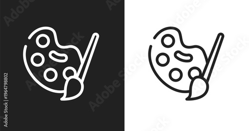 Pallete icon. Linear black, white icon from toolbox collection. Outline pallete vector. Thin line symbol isolated on white and black background