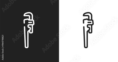 Stillson wrench icon. Linear black, white icon from toolbox collection. Outline stillson wrench vector. Thin line symbol isolated on white and black background