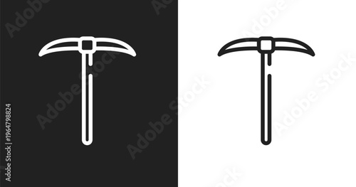 Gardening digger icon. Linear black, white icon from toolbox collection. Outline gardening digger vector. Thin line symbol isolated on white and black background