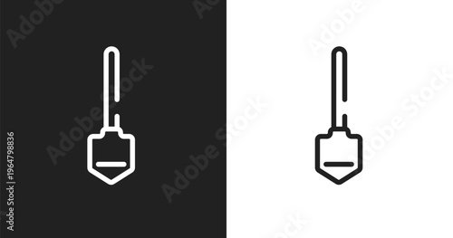 Working shovel icon. Linear black, white icon from toolbox collection. Outline working shovel vector. Thin line symbol isolated on white and black background