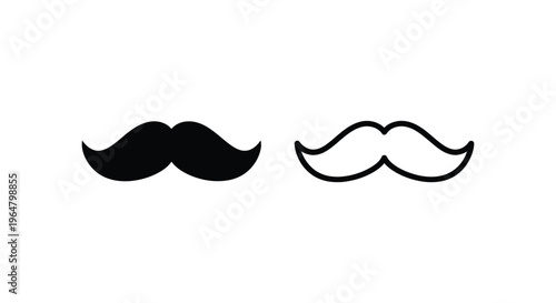Mustache icon black and white line art Vector